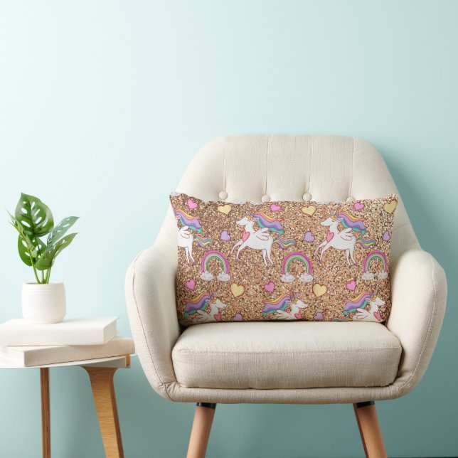 Glitter unicorn  lumbar pillow (Chair)