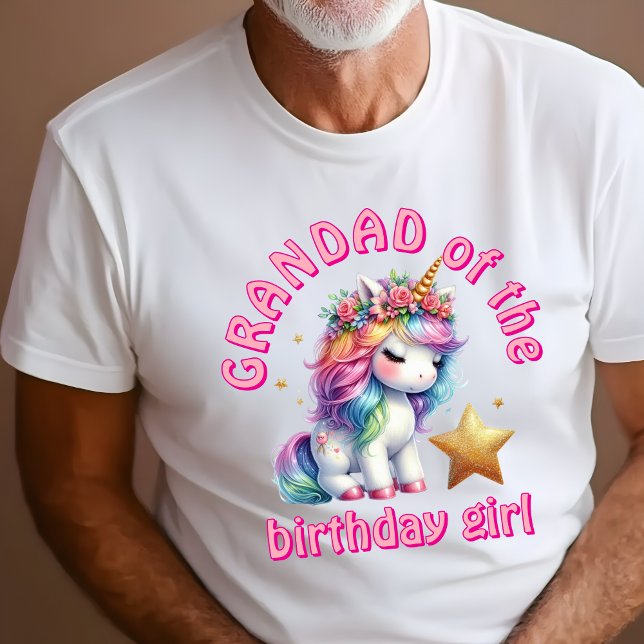 Glitter unicorn magical girls birthday Grandad T-Shirt (Creator Uploaded)