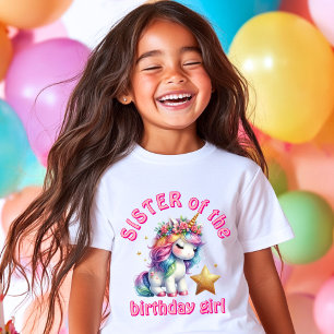 Glitter unicorn magical girls birthday sister T-Shirt