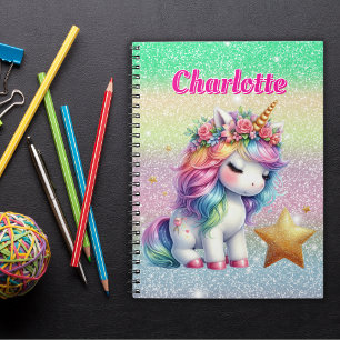 Glitter unicorn magical star notebook