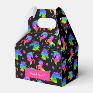 Glitter Unicorn Rainbow with First Name Birthday Favor Box