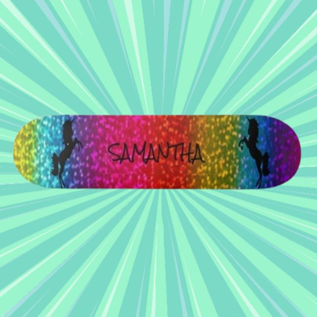 Glitter Unicorn Skateboard (Pastel Glitter Skateboard )