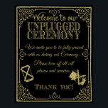 glitter Unplugged wedding sign no phones<br><div class="desc">Unplugged wedding sign</div>