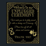 glitter Unplugged wedding sign no phones<br><div class="desc">Unplugged wedding sign</div>