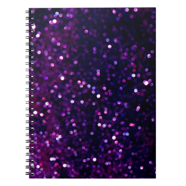 Glitter vintage lights background. purple and blac notebook (Front)