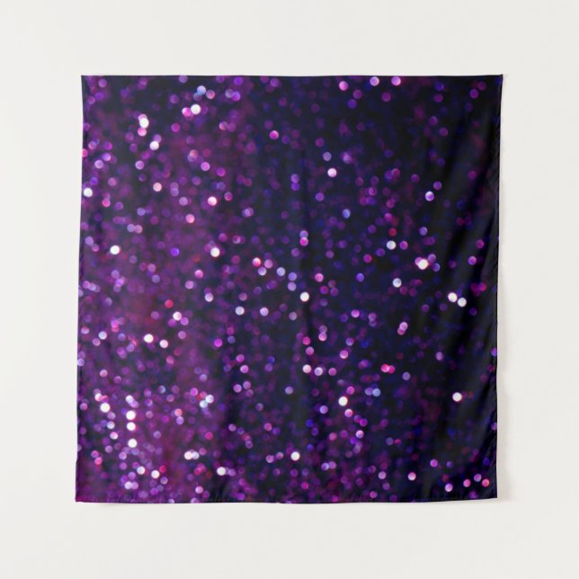 Glitter vintage lights background. purple and blac tapestry (Front)