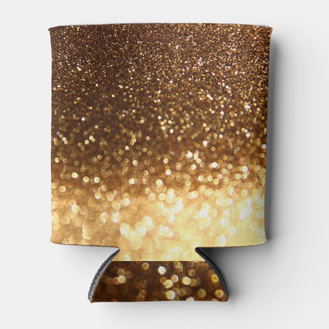 Glitter Vintage Lights Dark Background Can Cooler (Front)