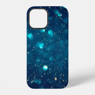 Glitter vintage lights of blue green and black iPhone 12 case