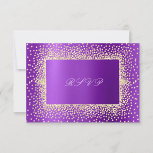 Glitter Violet Amethyst Gold RSVP Krystal A Card