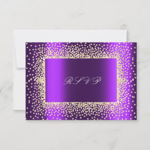 Glitter Violet Amethyst Gold RSVP Krystal Card
