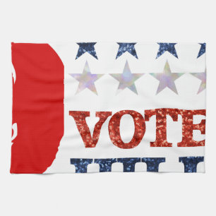 glitter vote hillary kitchen towel