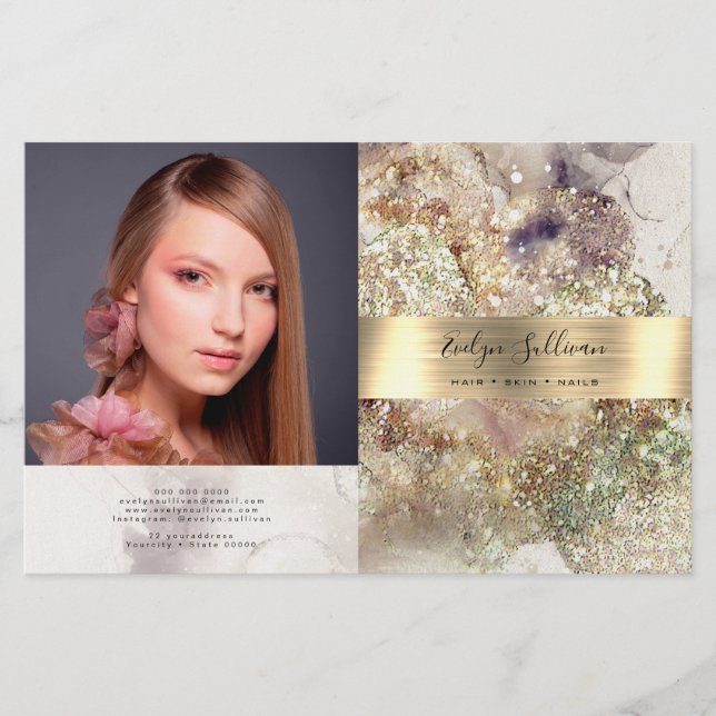 Glitter watercolor and foil bifold brochure (Front)
