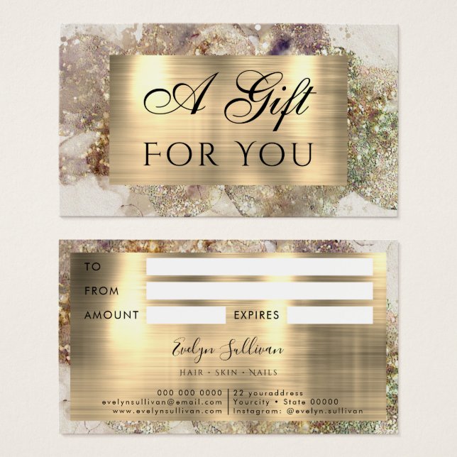 Glitter Watercolor and Foil Gift Card (Front & Back)