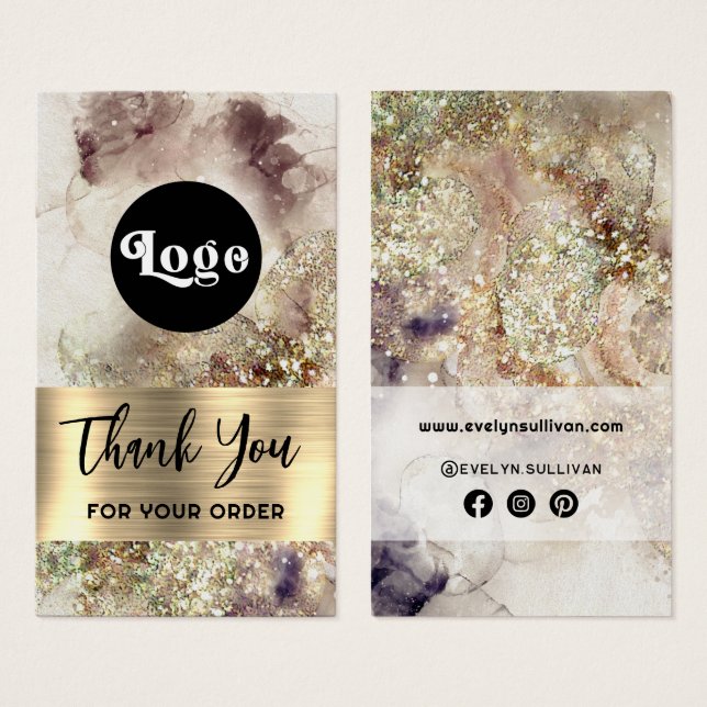 Glitter watercolor and foil package insert (Front & Back)
