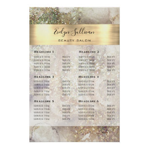 Glitter Watercolor and Foil Price List Glossy Poster