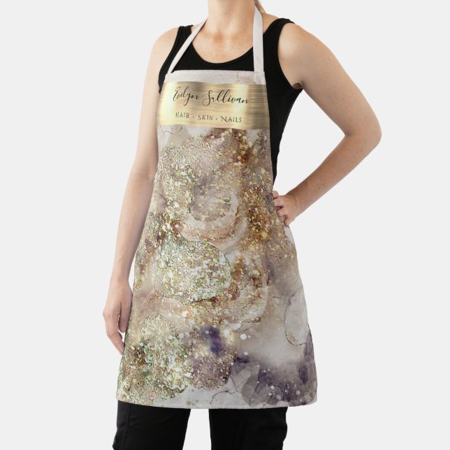 Glitter watercolor faux foil apron (Insitu)