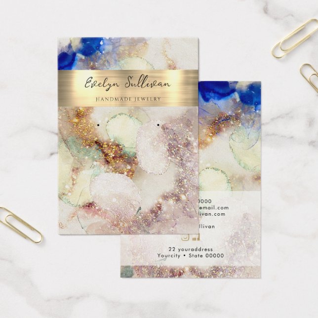 Glitter watercolor gold foil jewelry display card (Office)