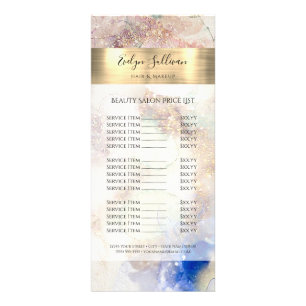 Glitter Watercolor Gold Foil Price List Rack Card