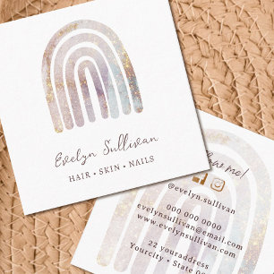 Glitter watercolor rainbow business card