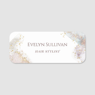 Glitter watercolor shapes name tag