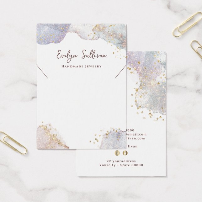 Glitter watercolor shapes necklace display card (Office)
