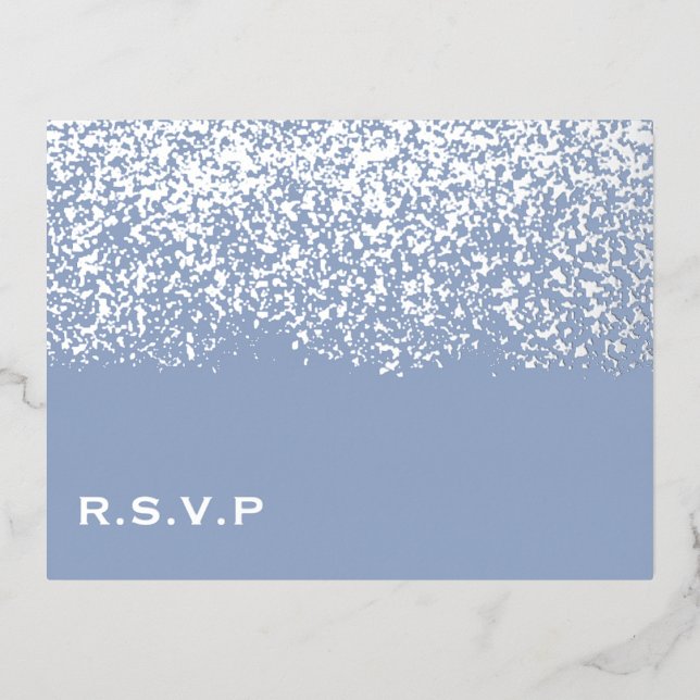 Glitter Wedding RSVP Foil Holiday Postcard (Front)