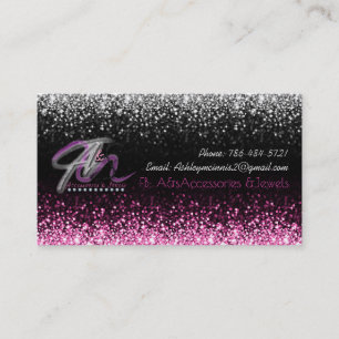 Glitter White & Pink Star Rain Jeweller Business Card