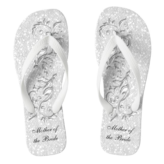 Glitter White  | Wedding Flip Flops (Footbed)