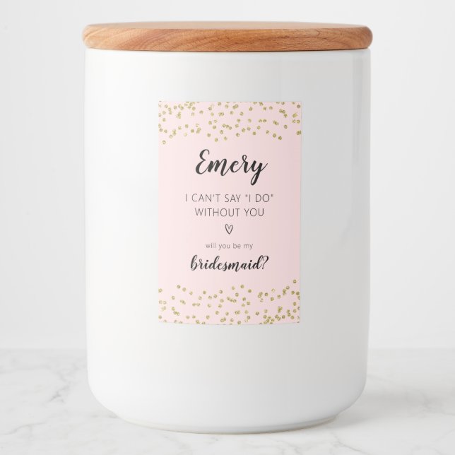 Glitter will you be my bridesmaid sticker label (Front)