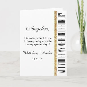 Glitter Will You Be My Matron of Honour Invitation