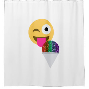 glitter wink emoji bathroom shower curtain
