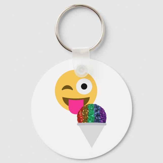 glitter wink emoji keychain (Front)