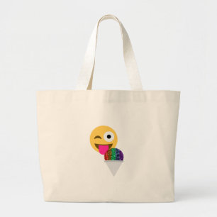 glitter wink emoji large tote bag