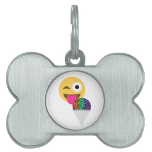 glitter wink emoji pet name tag