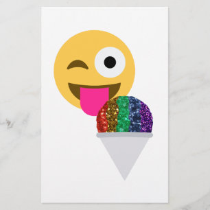 glitter wink emoji stationery