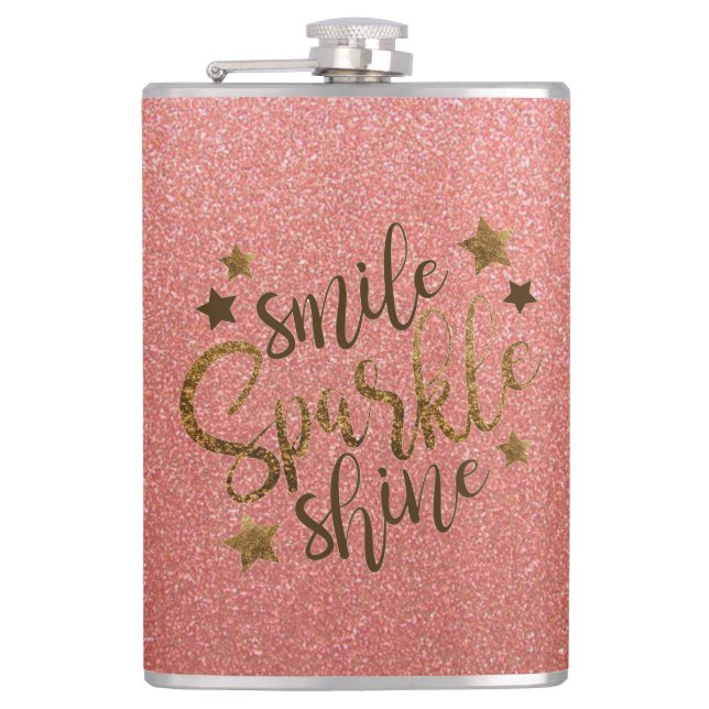 Glitter with Quote Hip Flask (Front)