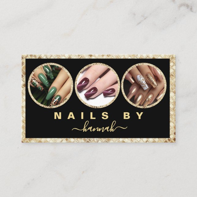 Glitter Woman Hand Nail salon Business Card (Front)