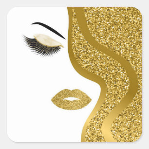 Glitter woman square sticker