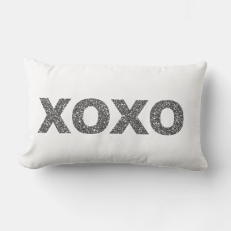 Glitter XOXO Silver Lumbar Pillow