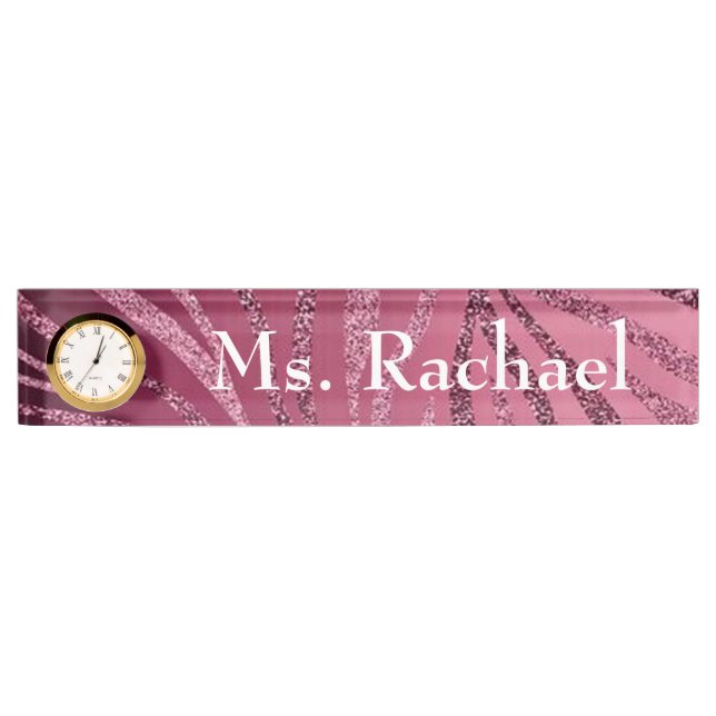  Glitter Zebra Stripes Desk Name Plate (Front)