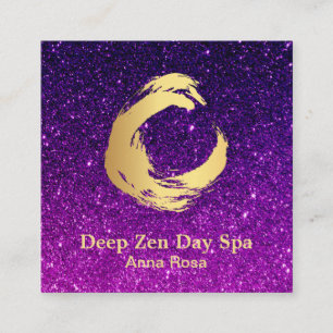 *~* Glitter Zen Meditation Reiki Gold Brush Square Business Card