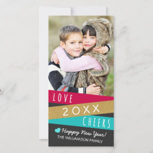 Glitter Zig Zag New Years Photo Card