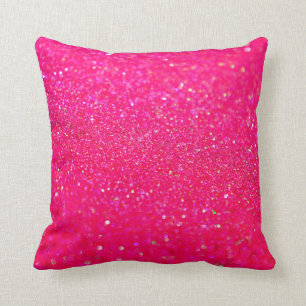 Glittered Hot Pink Throw Pillow