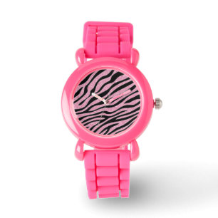 Glittered Pink Zebra Print Watch