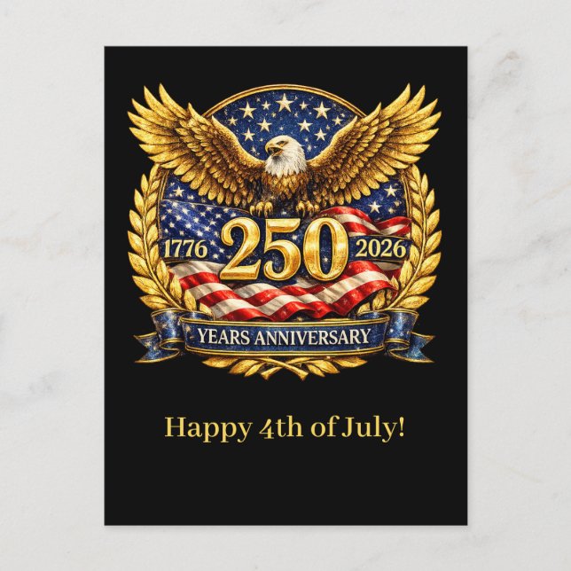 Glittered Semiquincentennial Eagle Emblem  Holiday Postcard (Front)