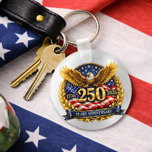 Glittered Semiquincentennial Eagle Emblem Keychain