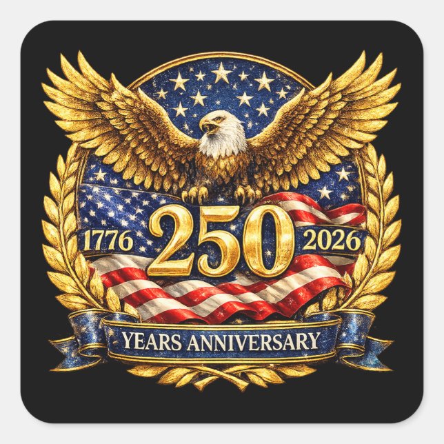 Glittered Semiquincentennial Eagle Emblem Square Sticker (Front)