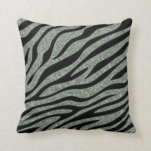 Glittered Zebra Print Throw Pillow