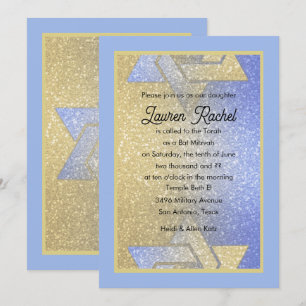Glitterie Gradient Bat mitzvah Blue Invitation
