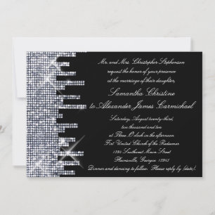 Glitterie Noir/Argent Glamour Invitations de maria